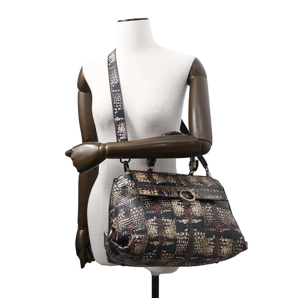 Ferragamo Sofia Gancini Python Shoulder Bag White… - image 4